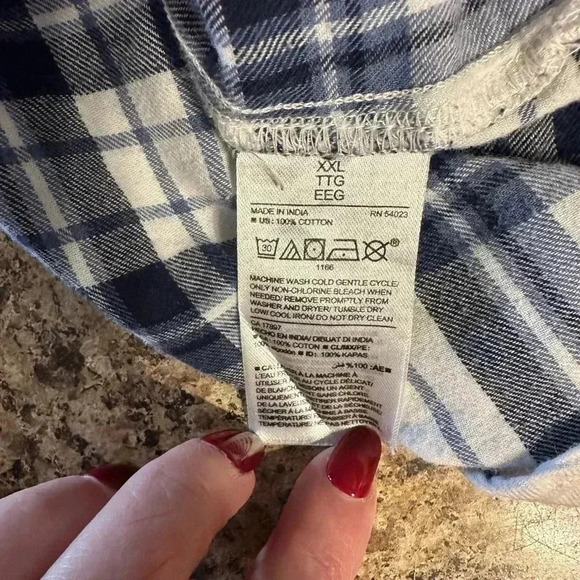 Old Navy XXL Oversized Boyfriend Blue And White Women’s Button Shirt - Picture 10 of 11